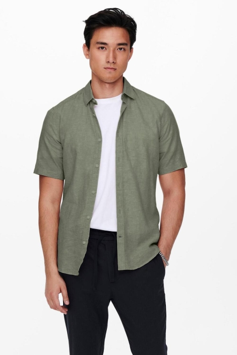 Only & Sons onscaiden ss solid linen shirt noos